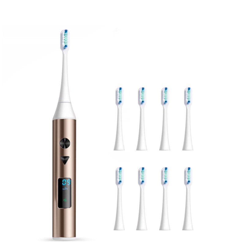 LCD Screen 3 Mode Quiet Smart Sensor Electric Toothbrush USB Charger With Replacement Brushes Head for Adult