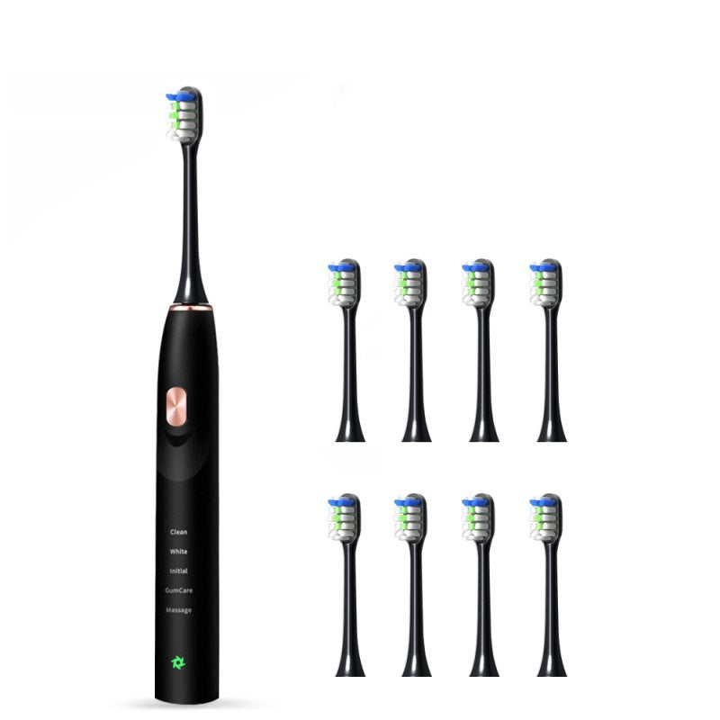 Wireless Base Smart Time Memory Rechargeable Acoustic Wave Electric Toothbrush for Adults With 8 Replacement Brushes Head