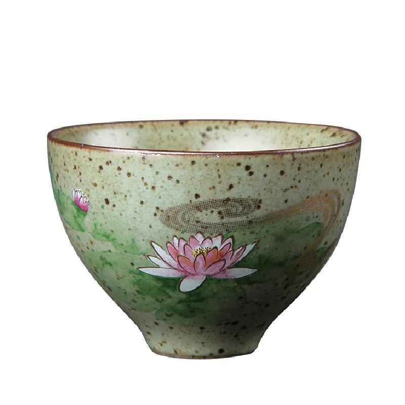 High Quality Lotus Tea Cup Traditional Retro Style Handpainted Ceramic Teacup Porcelain Drinkware Tea Bowl Accessories