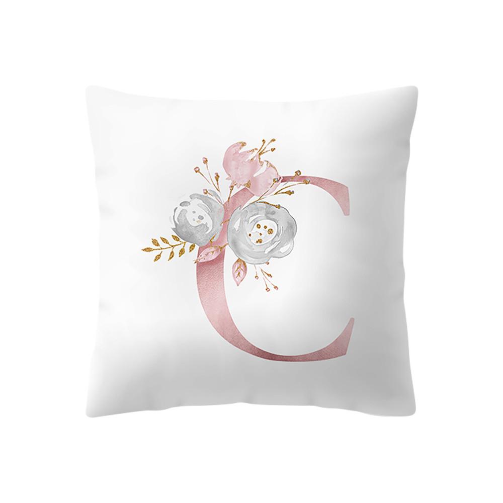 Popular Pillow Cover For Room Necessary 1PC English Alphabet Letter Pillow 45x45cm Flower Home items funda almohada