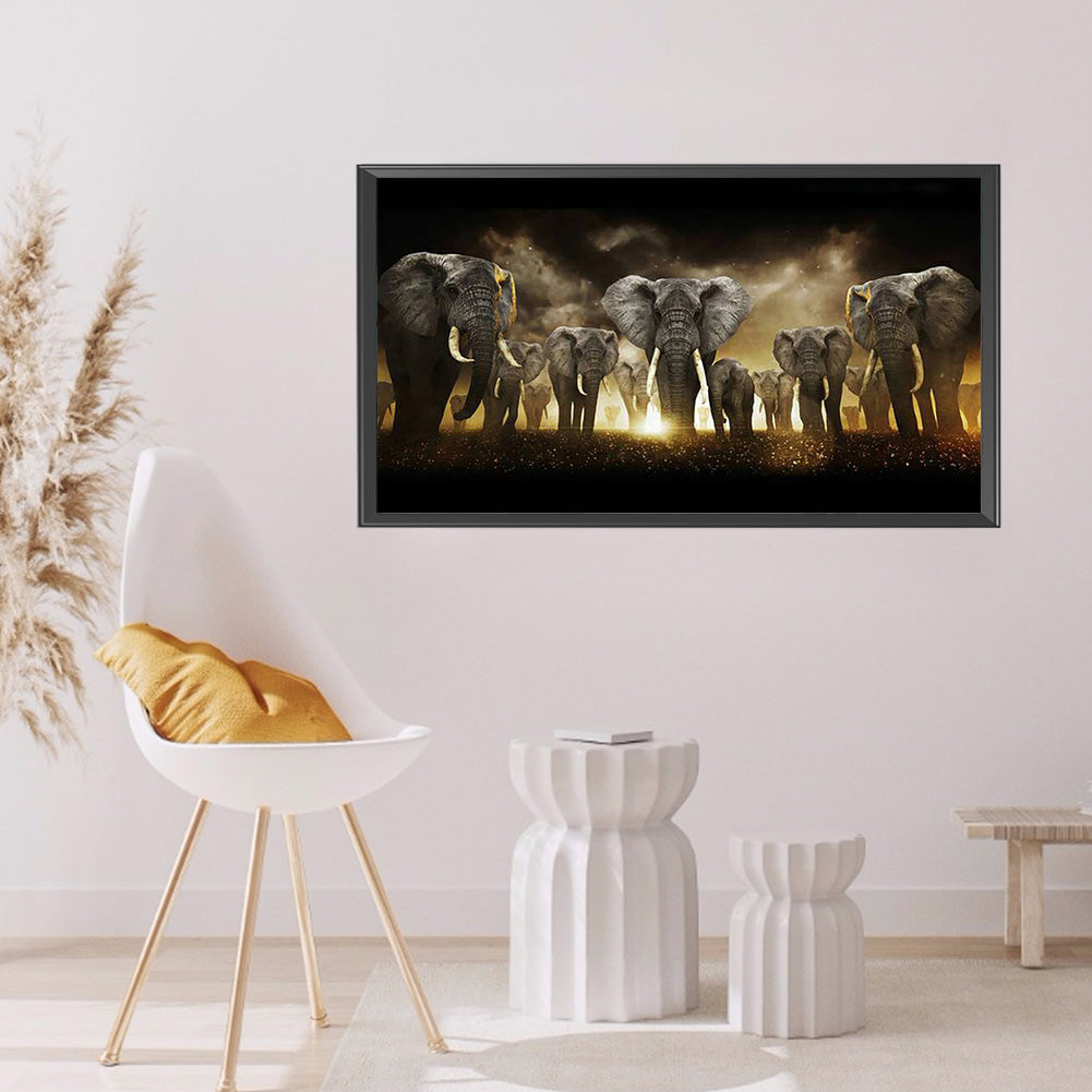 (80*45cm)Elephant - Full Round Drill Diamond Painting