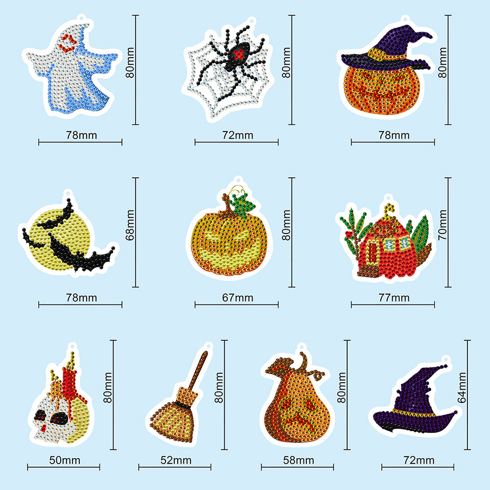 10pcs Halloween Pendant Ornament - 5D DIY Diamond Crafts