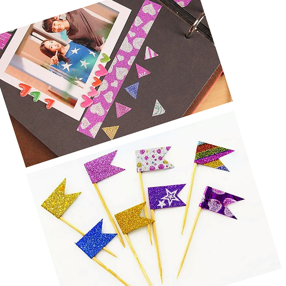 10pcs Pure Color Printing Washi Tape Glitter Luminous Diamond Stickers(3m*1.5cm Random Color)