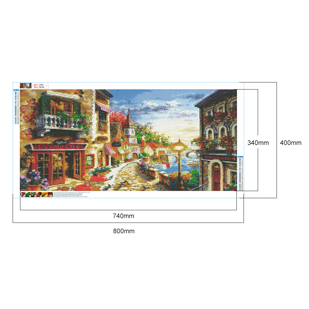 (80*40cm)Streetscape - Full Round Drill Diamond Painting