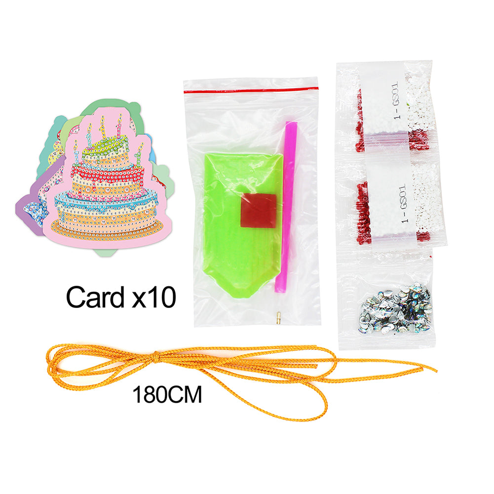 10pcs Cute Greeting Card Pendant Diamond Painting Single Side Special Shape