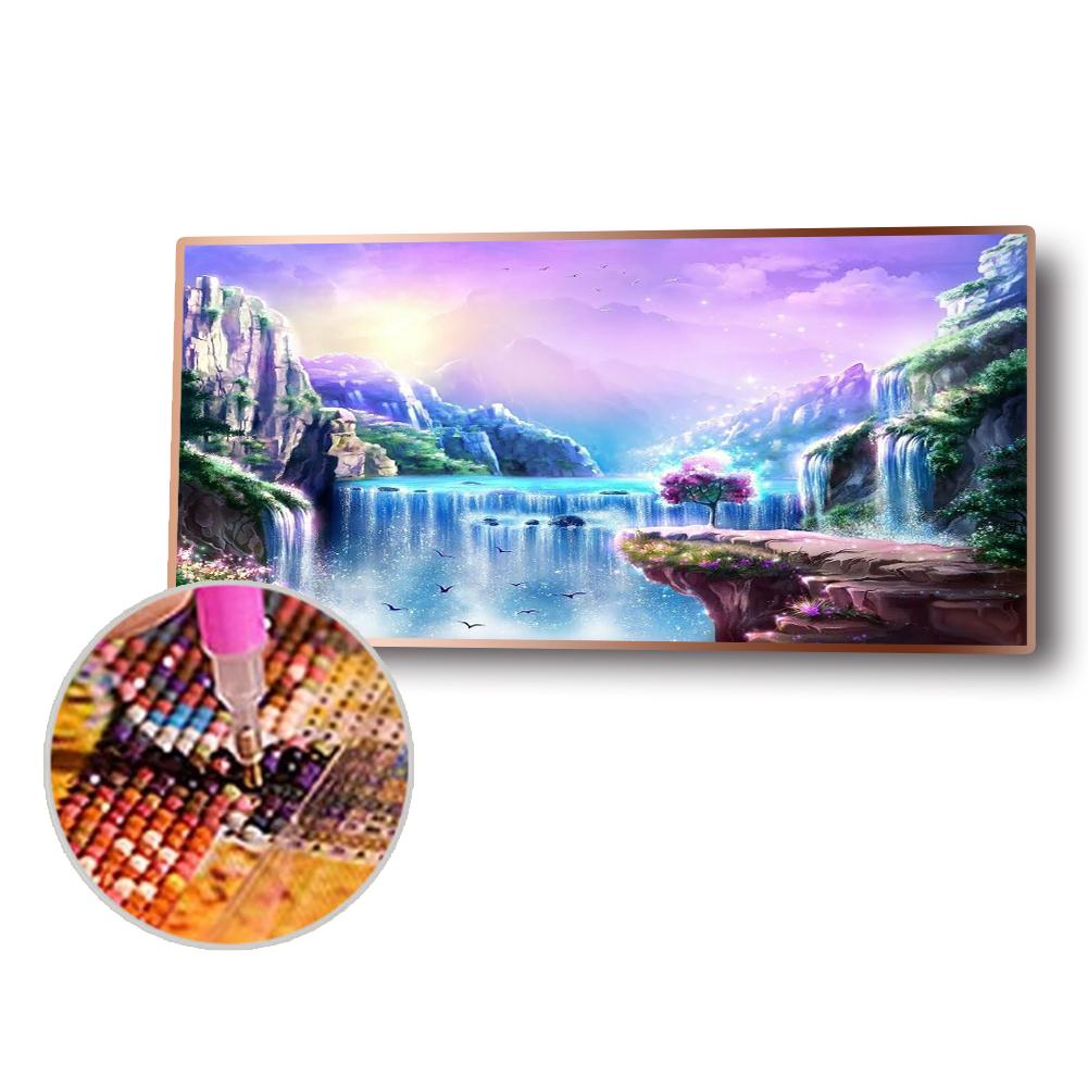 (80*40cm)Mountain Scenery - Full Round Drill Diamond Painting