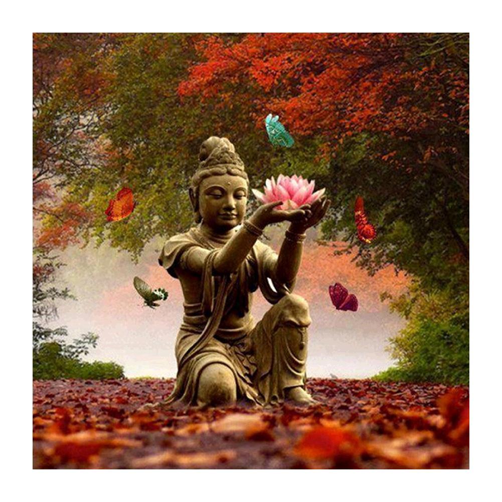 5D Buddha Holding Lotus Diamond Painting Embroidery DIY Cross Stitch Decor
