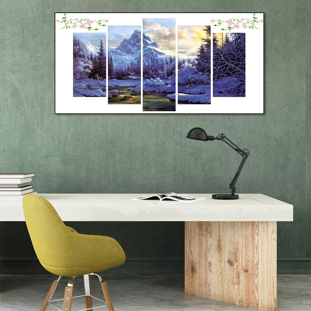 (95*45cm)5pcs Snow Mountain - Full Round Drill Diamond Painting