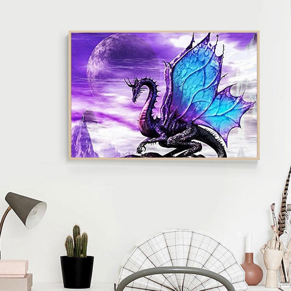 5D DIY Full Drill Diamond Painting Purple Dragon Cross Stitch Embroidery