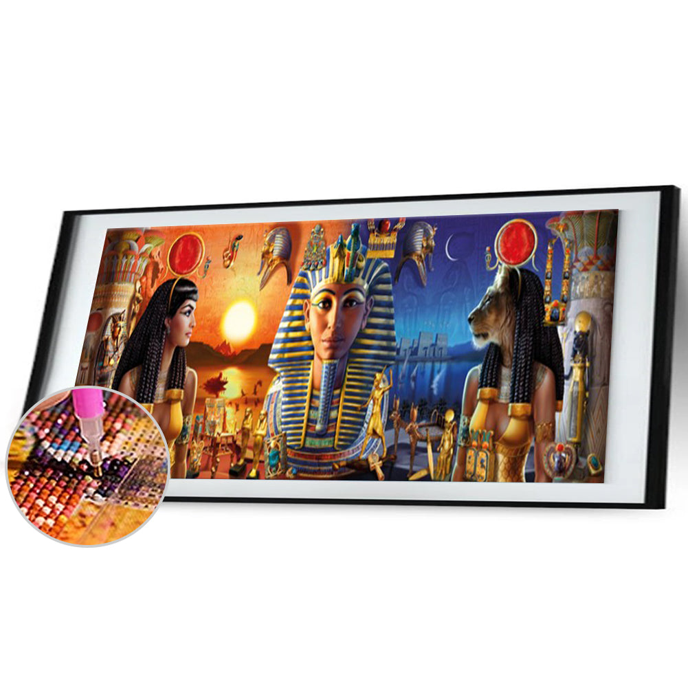 (90*30cm)Ancient Egyptian Pharaoh - Full Round Drill Diamond Painting
