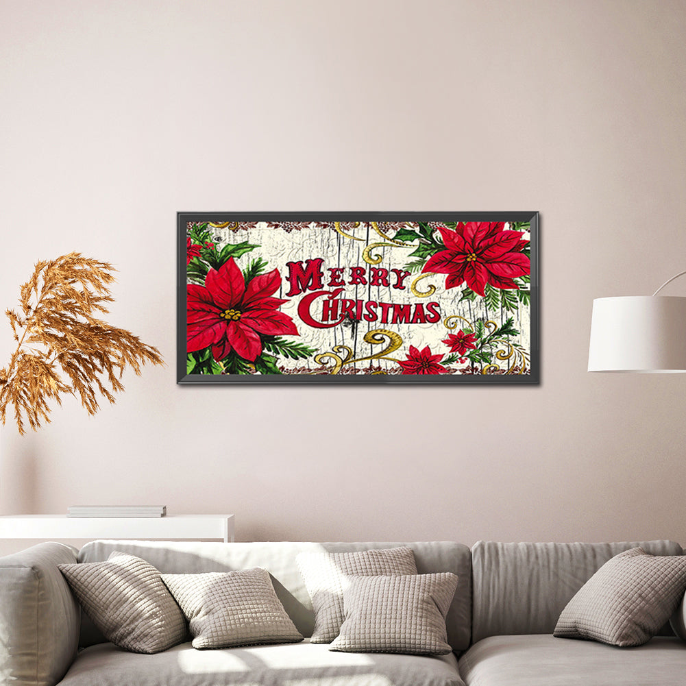 (50*25cm)Christmas Flower - Full Round Drill Diamond Painting