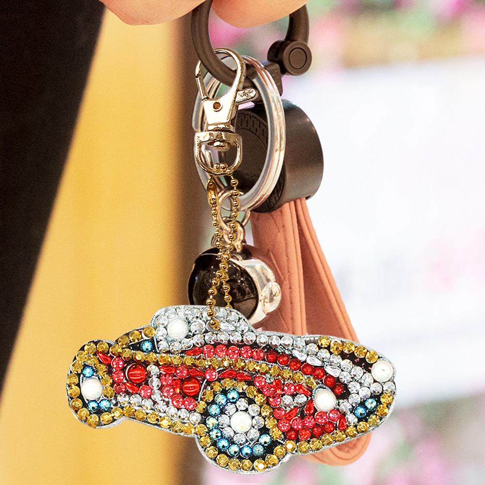 5pcs DIY Car Full Drill Special Shaped Diamond Painting Keychains Pendant