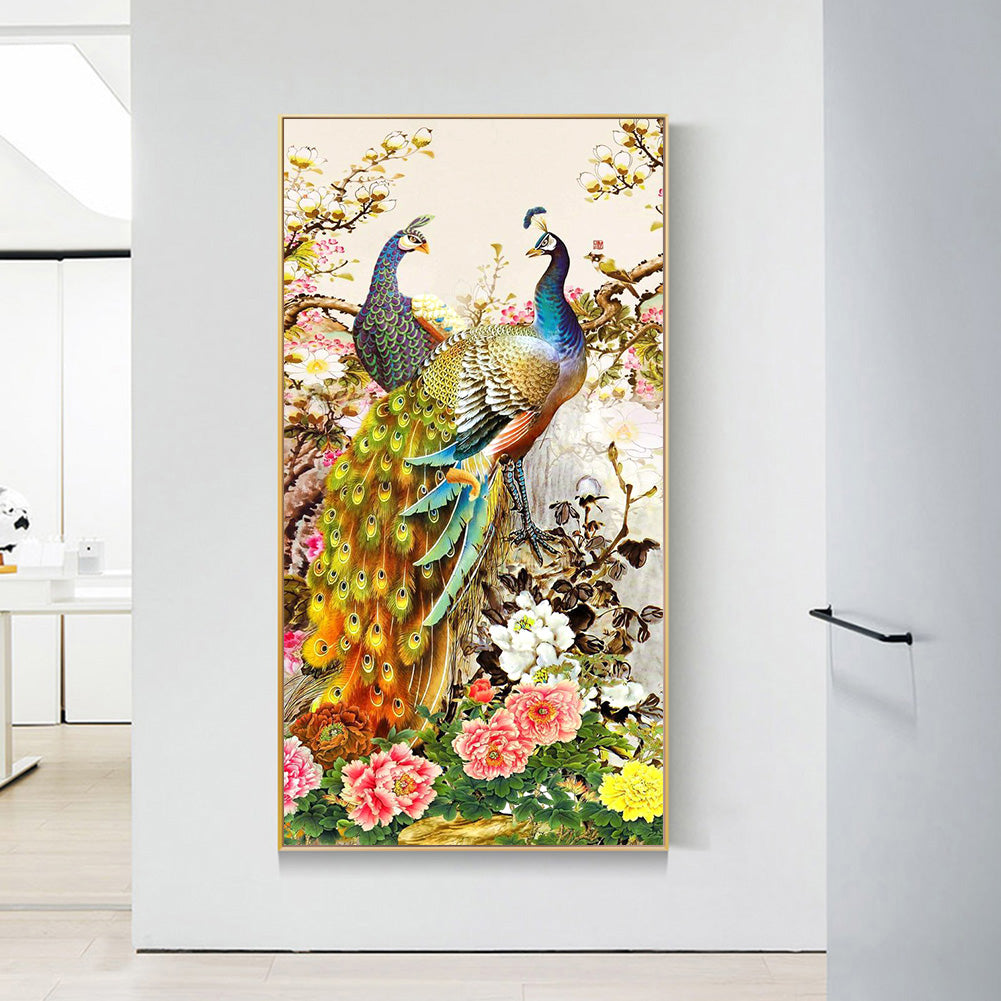 (40*80cm)Golden Peafowl-Full Round Drill Diamond Painting