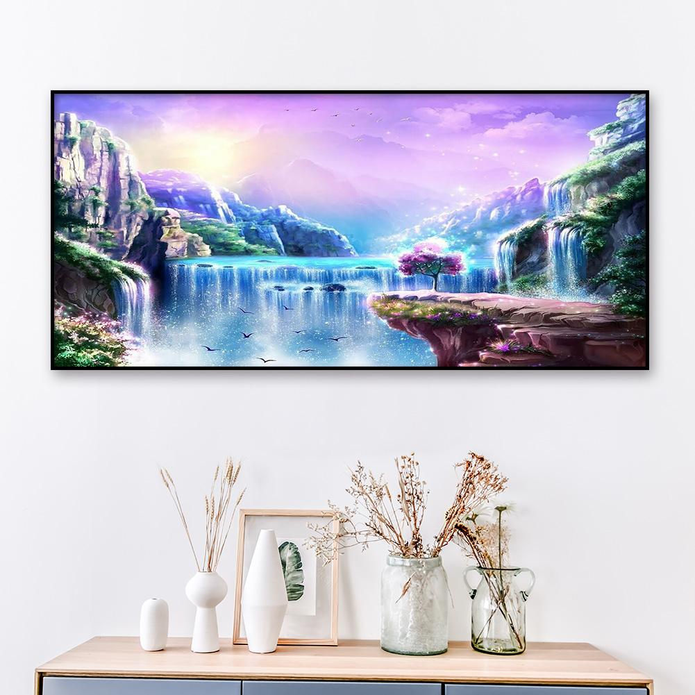 (80*40cm)Mountain Scenery - Full Round Drill Diamond Painting