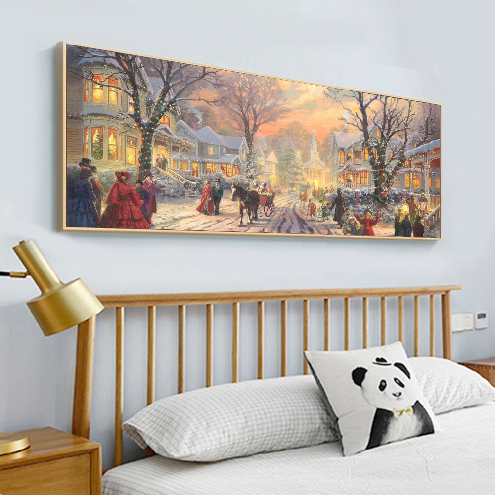 (80*40cm)Winter Street Scene - Full Round Drill Diamond Painting