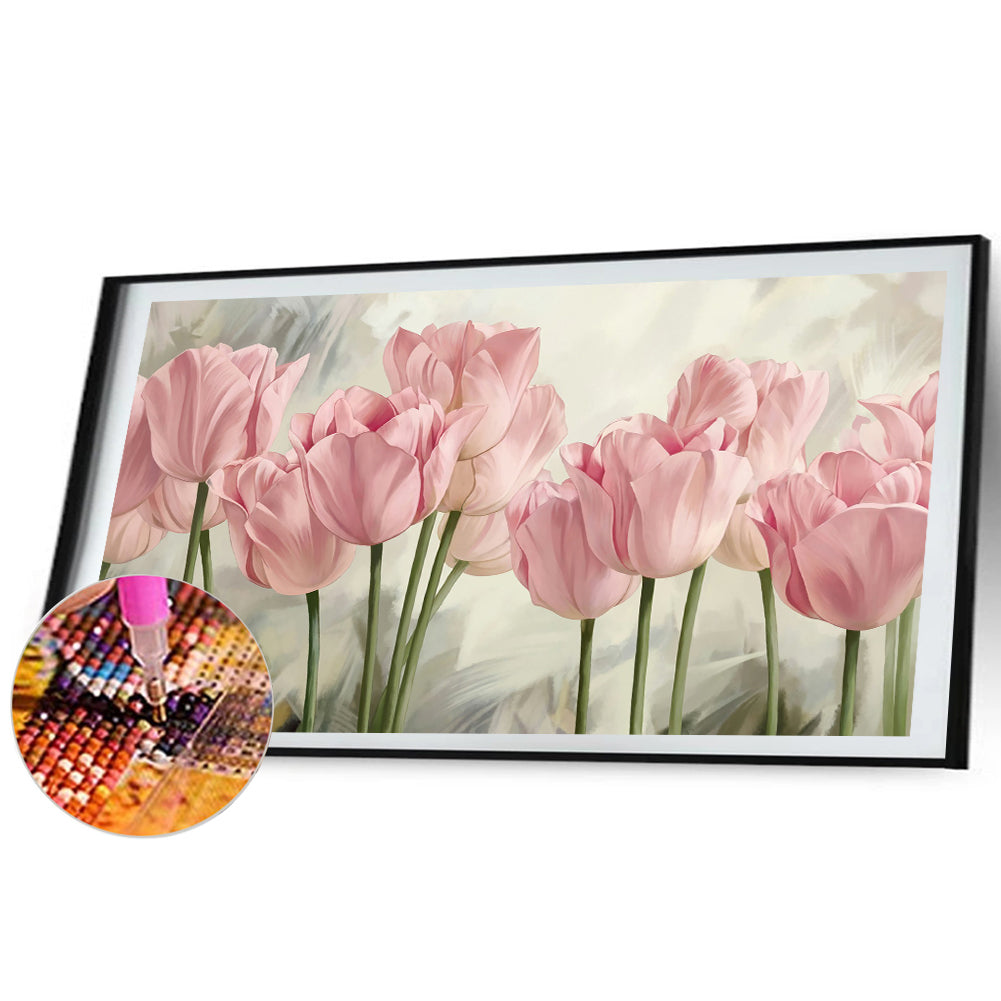 (80*40cm)Pink Flowers - Full Round Drill Diamond Painting
