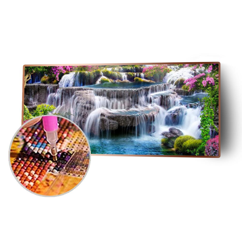 (80*40cm)Mountain Waterfall - Full Round Drill Diamond Painting