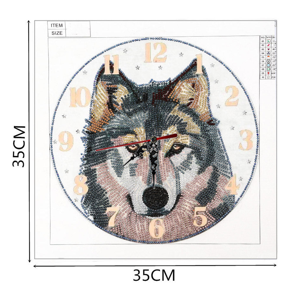 Wolf Clock Mosaic Part Special Shape Diamond DIY Painting Kit Gifts