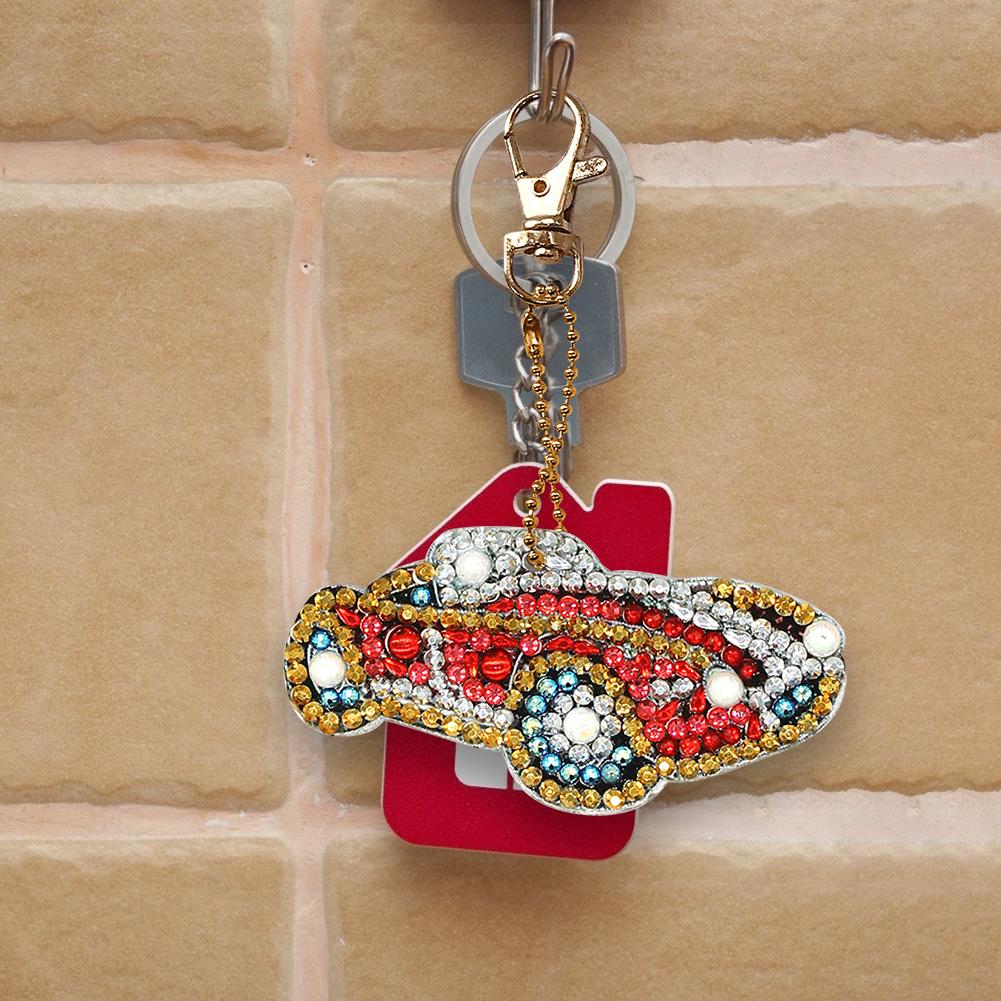 5pcs DIY Car Full Drill Special Shaped Diamond Painting Keychains Pendant