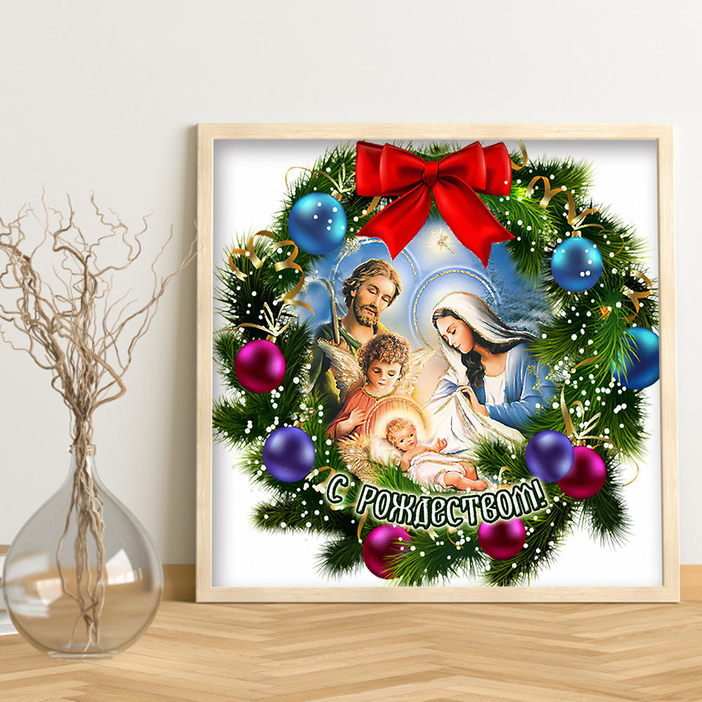 (35*35cm)Christmas wreath - Crystal Rhinestone Diamond Painting
