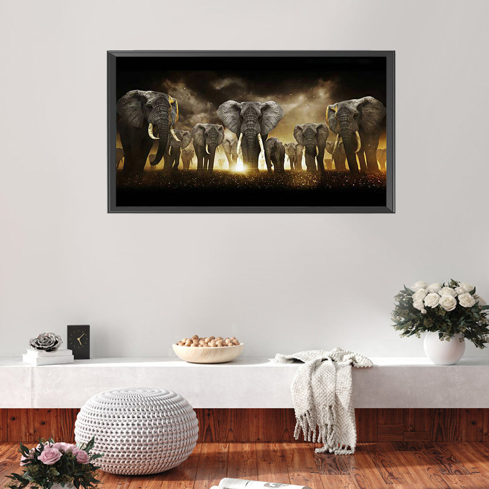 (80*45cm)Elephant - Full Round Drill Diamond Painting