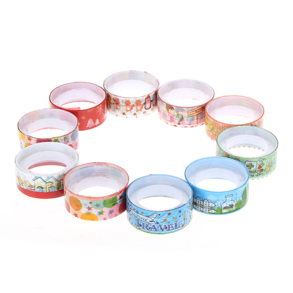 10pcs Paper Sticky Adhesive Sticker Decorative Washi Tape(1.5cm*2.5m Random Color)