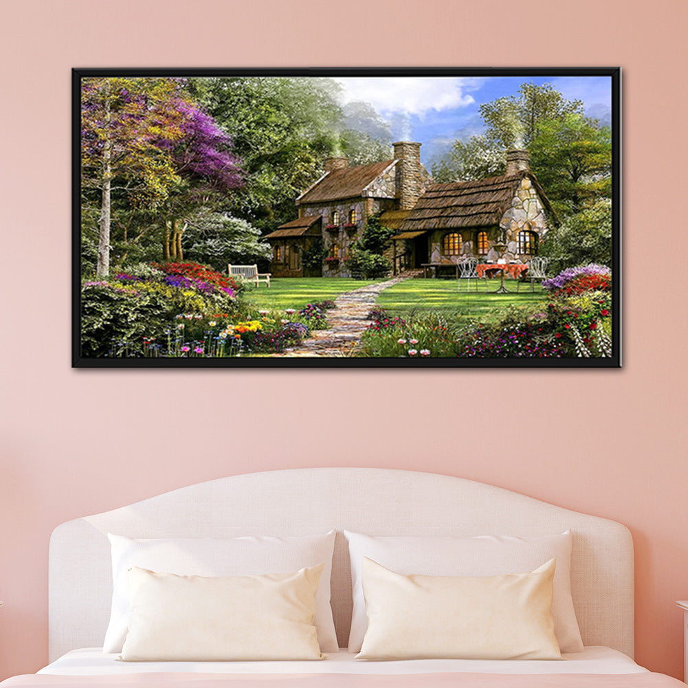 (85*45cm)Forest House - Full Round Drill Diamond Painting