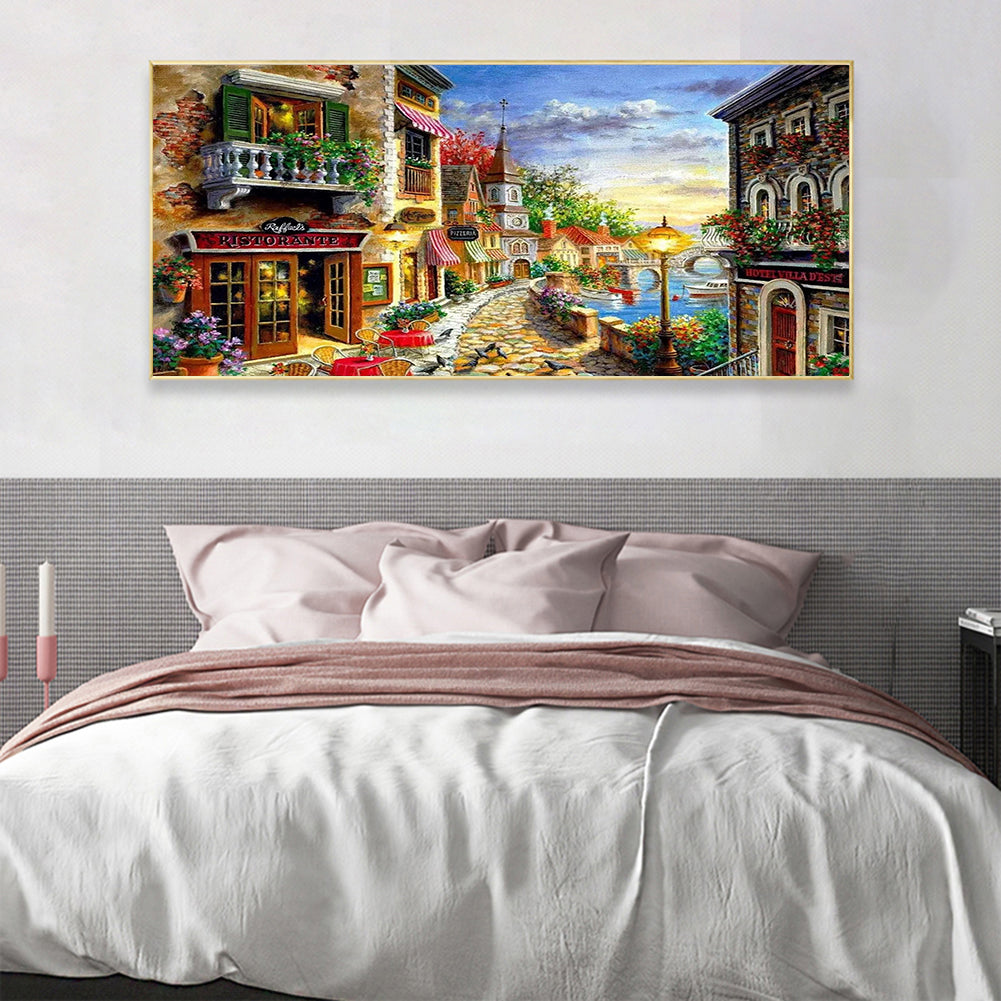 (80*40cm)Streetscape - Full Round Drill Diamond Painting