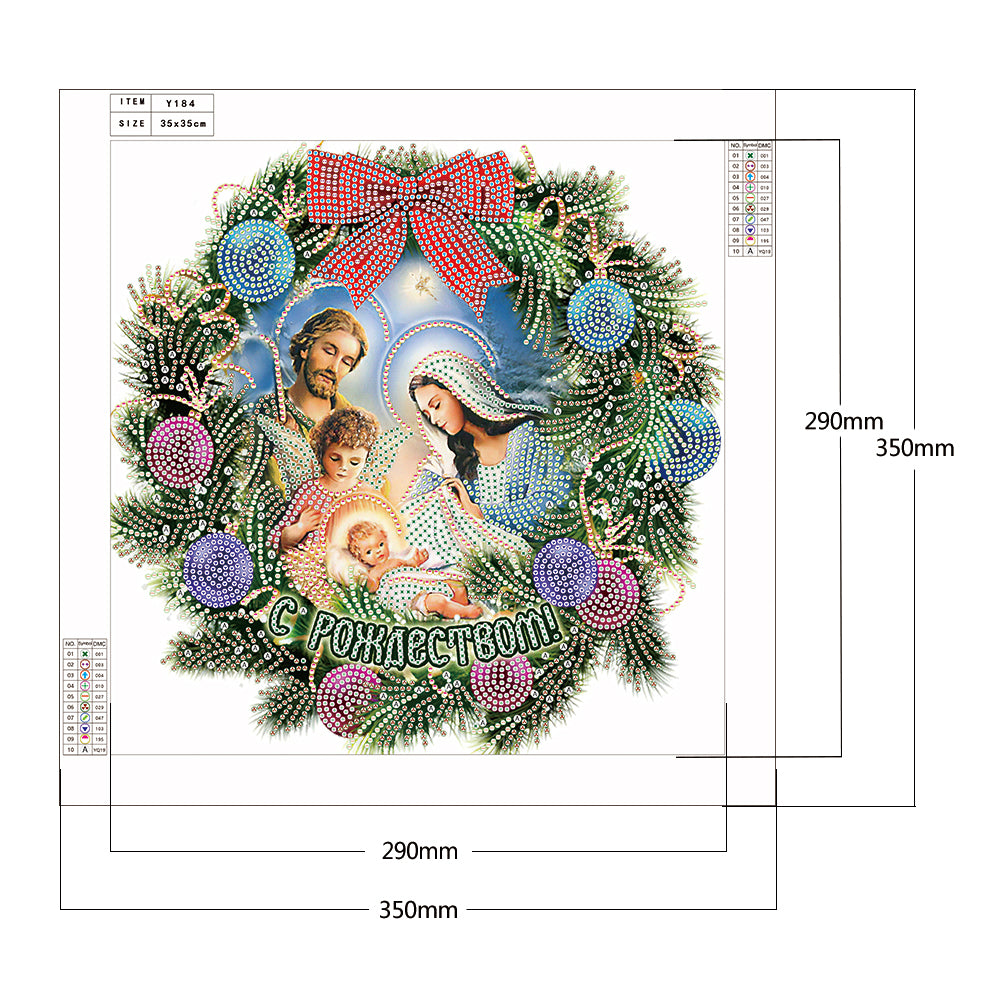 (35*35cm)Christmas wreath - Crystal Rhinestone Diamond Painting