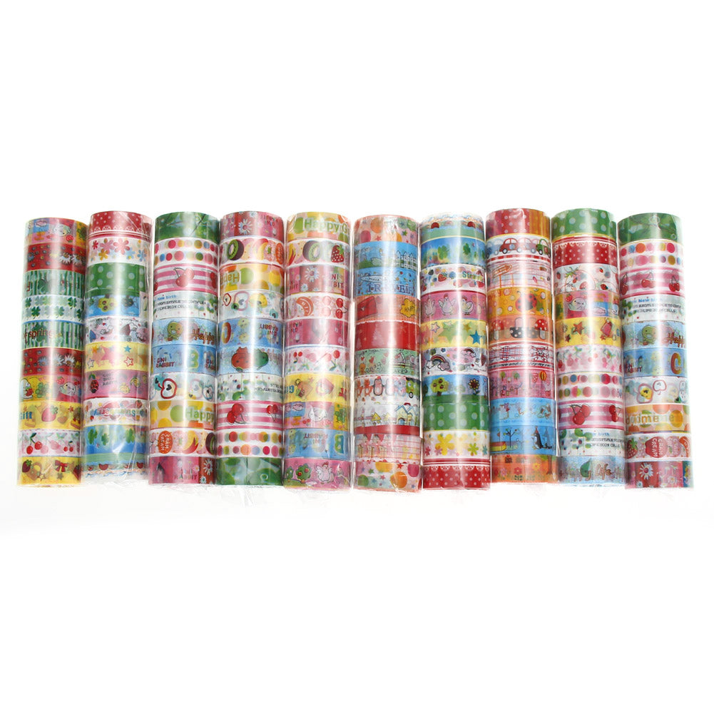 10pcs Paper Sticky Adhesive Sticker Decorative Washi Tape(1.5cm*2.5m Random Color)