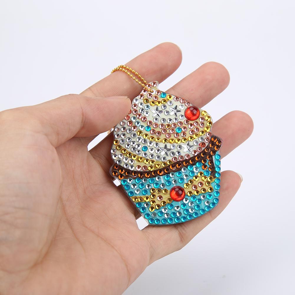 4pcs DIY Cupcake Full Drill Special Shaped Diamond Painting Keychains Gifts