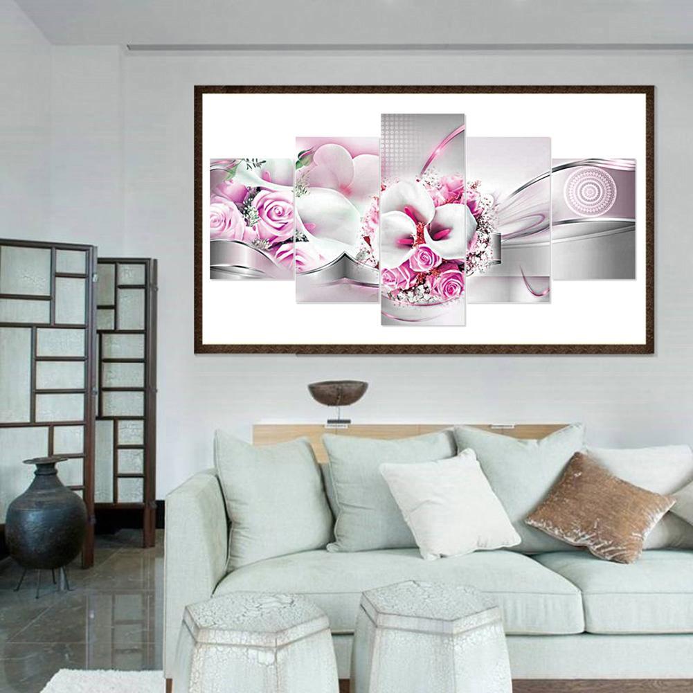(95*45cm) 5pcs Flower - Full Round Drill Diamond Painting