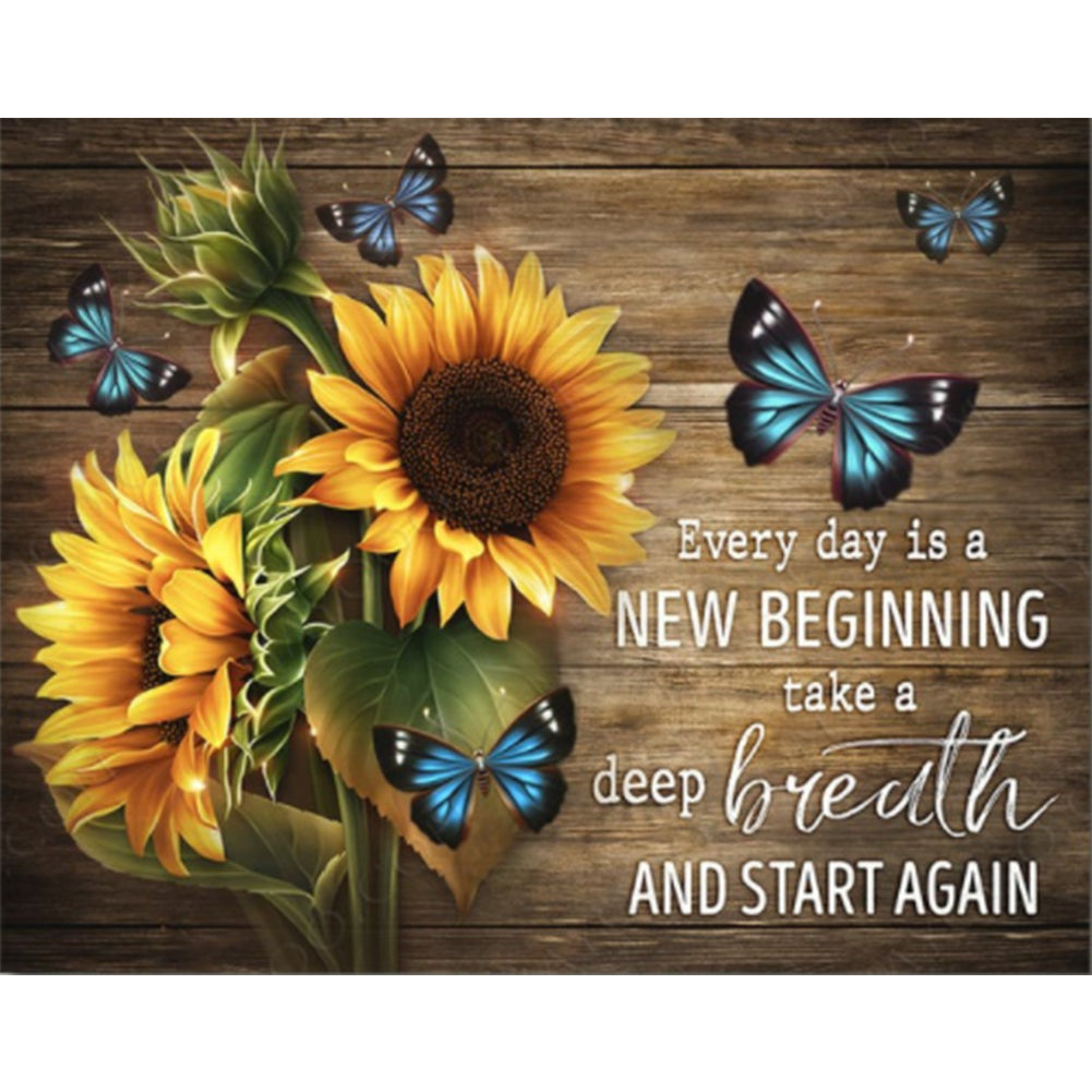 (40*50cm)Sunflower Letters - Full Round Drill Diamond Painting