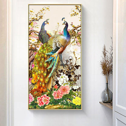 (40*80cm)Golden Peafowl-Full Round Drill Diamond Painting