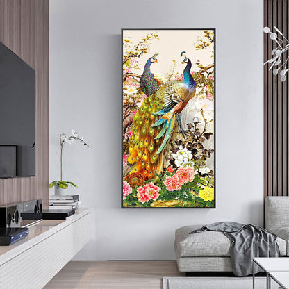(40*80cm)Golden Peafowl-Full Round Drill Diamond Painting