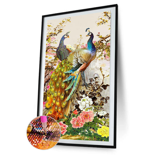 (40*80cm)Golden Peafowl-Full Round Drill Diamond Painting