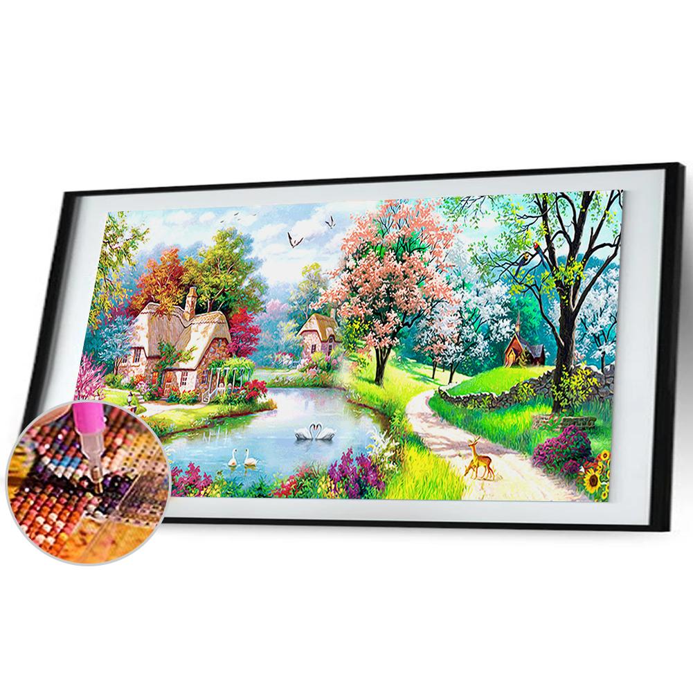 (100*50cm)Scenery Garden House - Full Round Drill Diamond Painting
