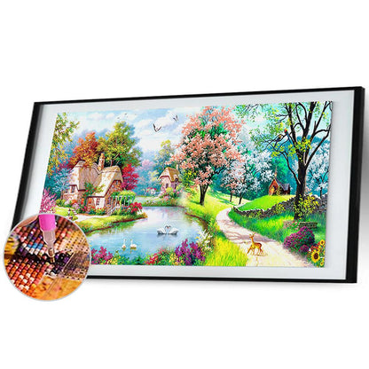 (100*50cm)Scenery Garden House - Full Round Drill Diamond Painting