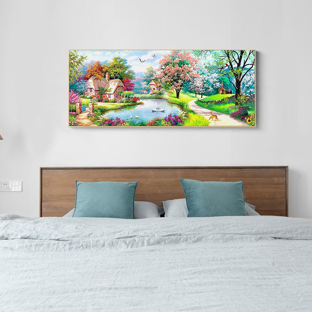 (100*50cm)Scenery Garden House - Full Round Drill Diamond Painting
