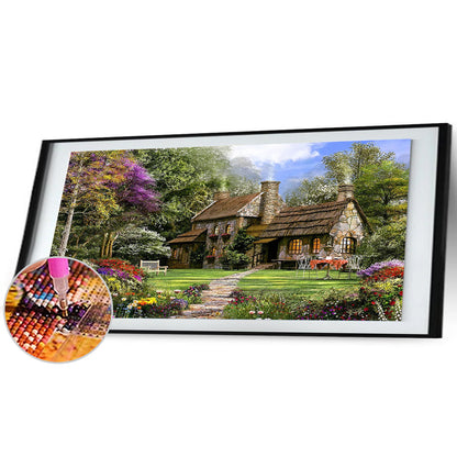 (85*45cm)Forest House - Full Round Drill Diamond Painting