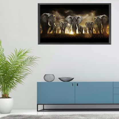 (80*45cm)Elephant - Full Round Drill Diamond Painting