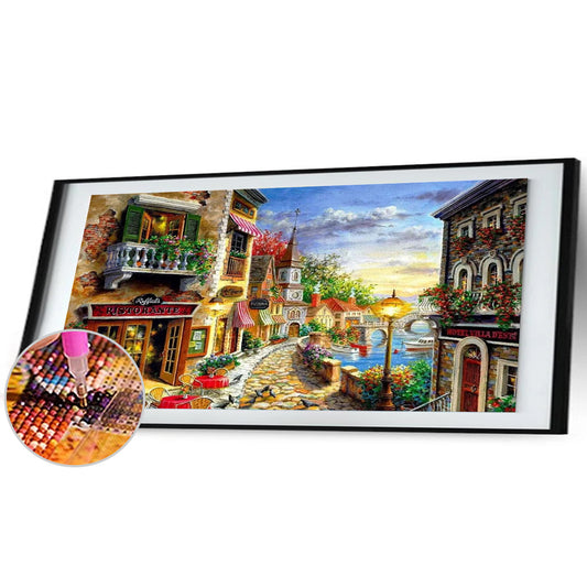 (80*40cm)Streetscape - Full Round Drill Diamond Painting