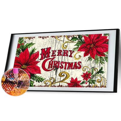 (50*25cm)Christmas Flower - Full Round Drill Diamond Painting