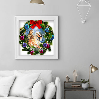 (35*35cm)Christmas wreath - Crystal Rhinestone Diamond Painting