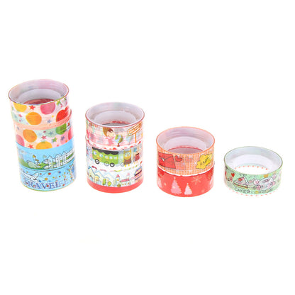 10pcs Paper Sticky Adhesive Sticker Decorative Washi Tape(1.5cm*2.5m Random Color)