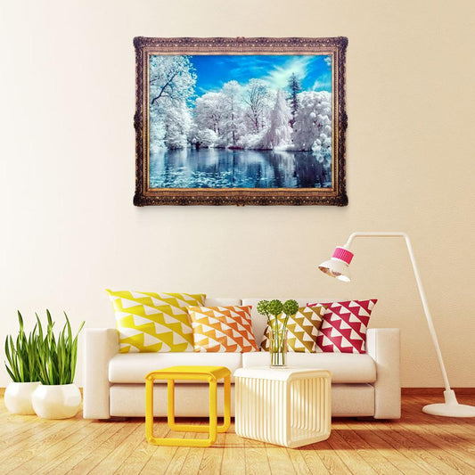 Snow Lake 5D DIY Diamond Painting Cross Stitch Embroidery Home Decor Craft