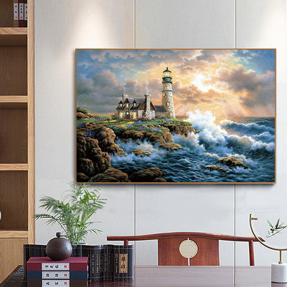 (60*50cm)Beach Lighthouse - Full Round Drill Diamond Painting