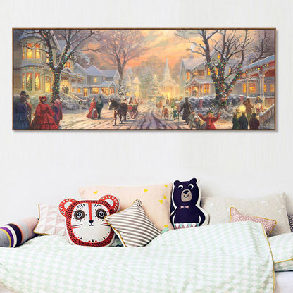 (80*40cm)Winter Street Scene - Full Round Drill Diamond Painting