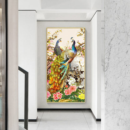 (40*80cm)Golden Peafowl-Full Round Drill Diamond Painting