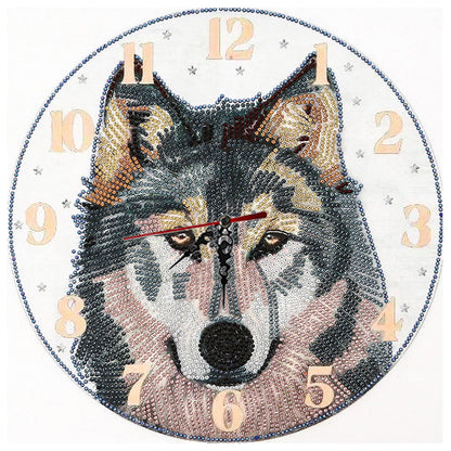 Wolf Clock Mosaic Part Special Shape Diamond DIY Painting Kit Gifts